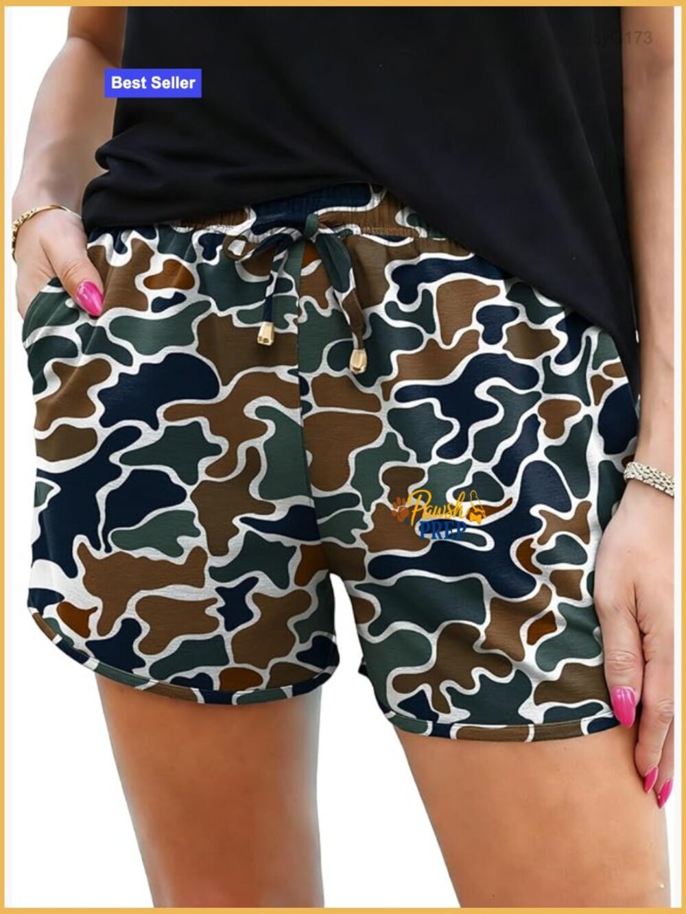 Women's Checkered Drawstring Elastic Waist Shorts with Pockets